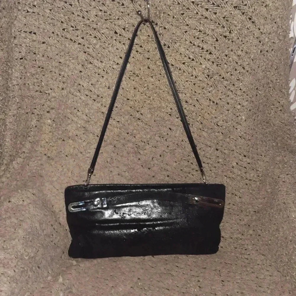 DUE FRATELLI-Vintage-Black Oiled Suede-Paisley Pattern-Hand/Shoulder-Near Mint - Picture 3 of 5